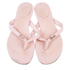 Authentic GUCCI Pink Leather Thong Sandals Flip Flops Size EU 36.5